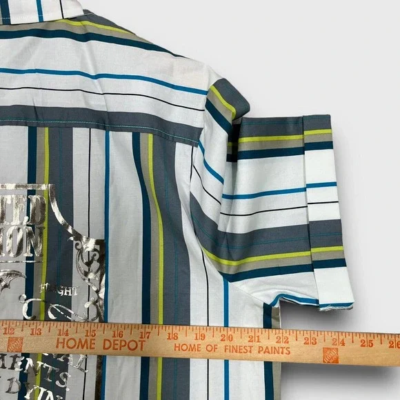 Disney Haunted Mansion Mens Medium Multicolor Striped Madame Leota Button Shirt - Picture 9 of 10